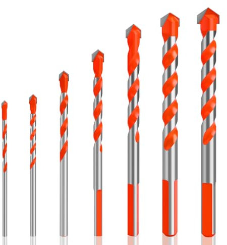 Juego de Brocas Profesional 7 Pcs - Broca para Porcelánico, Azulejos de Carburo de Tungsteno, Hormigón, Madera, Porcelana, Ladrillo, Cemento - 3 4 5 6 8 10 12mm