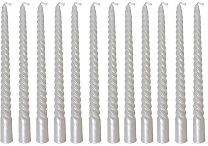 【Cadzyre】Ljusset med 12 stycken, 25 cm hög, 2 cm breda koniska ljus, högtidsljus, dopljus, offerljus, (vit)