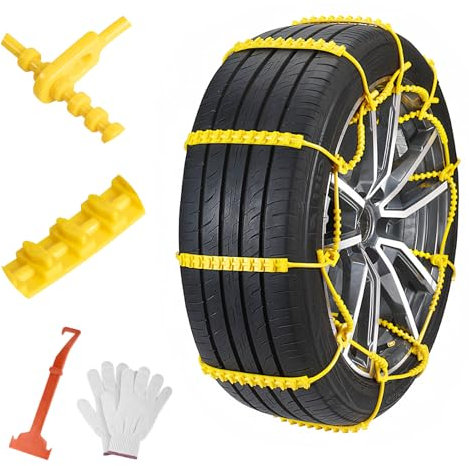 Oziral 10Pcs Snow Chains for Car Adjustable Chains Anti-Slip Car Tyre Wheel Truck SUV Road Bottom Snowy Roads Safety Ice Mud Climbing Width 145-275mm