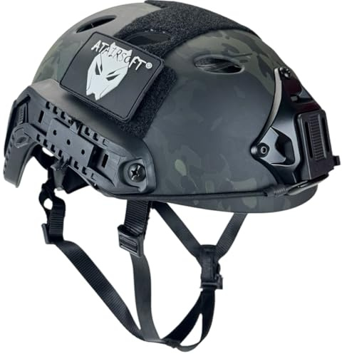 ATAIRSOFT PJ Style Regolabile SWAT Casco Veloce Regolabile per Esercito Militare CQB Battaglia Tattico Paintball (MCBK Camo, M/L)