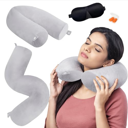 iophi Nackenkissen Flugzeug, Biegsames Reisekissen Memory Foam, Kann Biegen Nackenstützkissen, Vielseitiges Nacken-Stützkissen für Flugzeug, Büro, Bett & Reisen