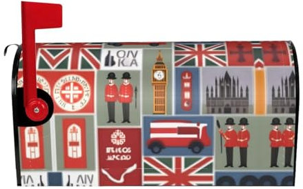 Dekorativer Briefkastendeckel mit englischen Symbolen, für Zuhause, Garten, Dekoration, Briefkasten, Abdeckung
