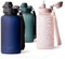 MAMEIDO Trinkflasche 1l mit Strohhalm & Zeitmarkierung als Trinkerinnerung, Wasserflasche auslaufsicher, Sportflasche BPA-frei, Gym Water Bottle, Flasche aus Tritan (Dark Night, 1000ml)