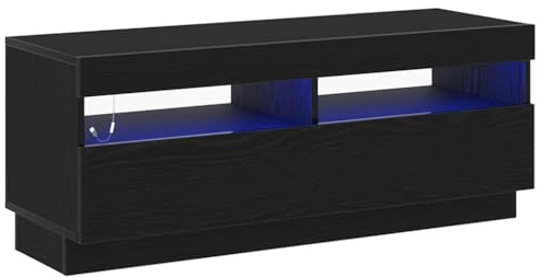 vidaXL Mueble de TV Roble Negro 100 x 35 x 40 cm Madera de ingeniería, Sala Moderna, Consola de Medios Elegante, Armario de Almacenamiento versátil, Soporte para TV USB