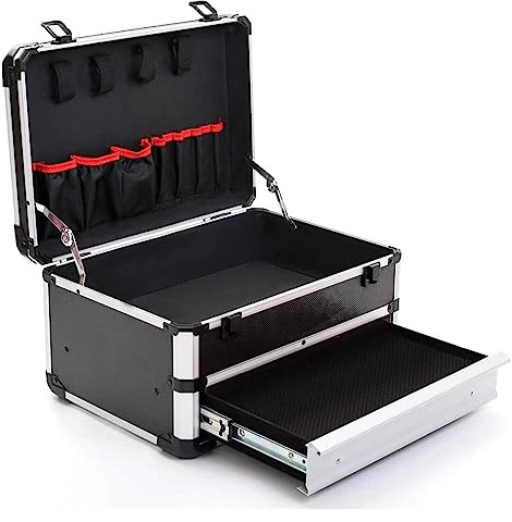 Coffre-Fort, Boîte à tiroirs boîte à outils en alliage d'aluminium mallette à outils antichoc boîte à outils domestique fichier matériel partie valise de stockage multicouche