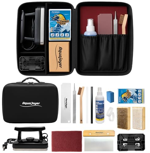 Professional Ski & Snowboard Wax Kit - All-in-One Basic Waxing & Tuning Set with Adjustable Wax Iron, All Temperature Wax, Edge Tuner, Base Cleaner, Brush, Scraper, P-tex, Tuning Stone & Storage Bag