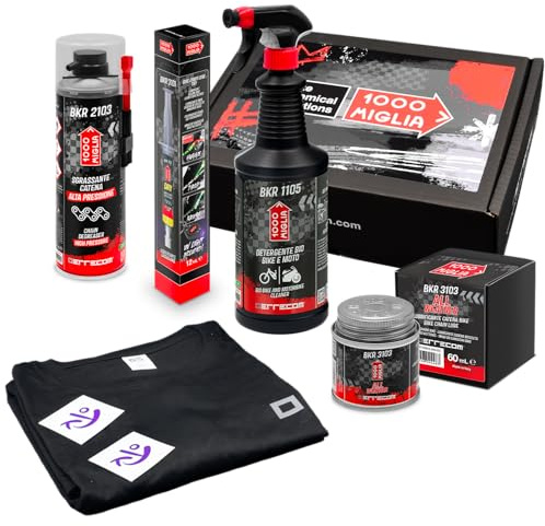ERRECOM BIKE KIT - TORQUATO HEAD STARTER KIT - med exklusiv T-shirt och klistermärke, inkluderar organiskt cykelrengöringsmedel, högtryckskedja avfettningsmedel, torr kedja smörjmedel och allt väder