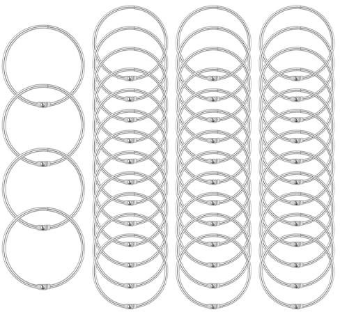 40 st. duschringar duschdraperiringar silver, 50 mm gardinringar metall gardiner för öppning, 50 mm metall gardinringar för öppning, duschdraperi ringar för gardinstänger duschdraperistänger bokringar