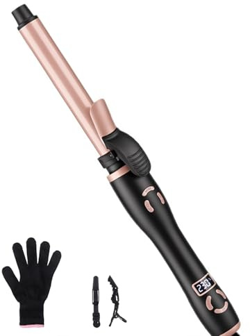 JAETON Automatic Rotating Curling Iron 25MM Beach Waves Curling Wand | Rotating Hair Curler, Ceramic Coating Long Barrel Curling Tongs for Long Hair, Dual Voltage
