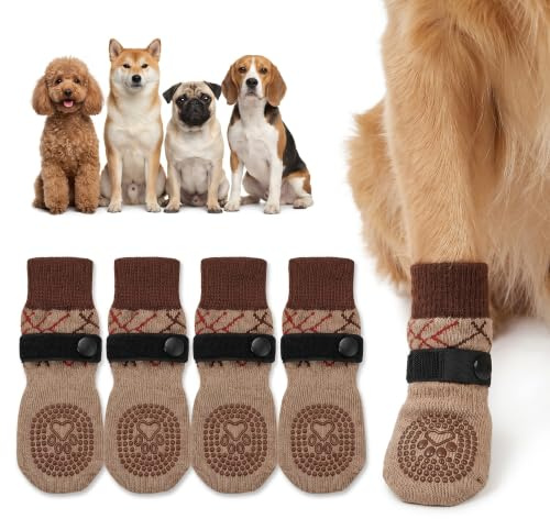 2 Pairs Anti-Slip Paw Protectors, Dog Socks Paws Stop Licking (S 1.7-1.9)