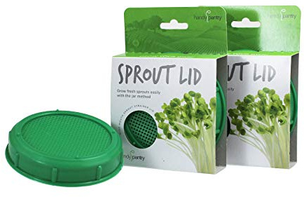 Handy Pantry Sprouting Jar Strainer Lid, BPA Free | Fits Wide Mouth Mason Jars | For Growing Sprouts & Other Uses, 2 Pack