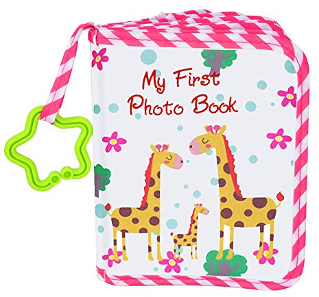 AUVCAS Baby Photo Albums Soft Cloth Photo Book Baby Photo Book Soft First Year Memory Album Shower Gift for Babies Newborns Toddlers & Kids,Holds 4x6 Inch Photos. (Pink)