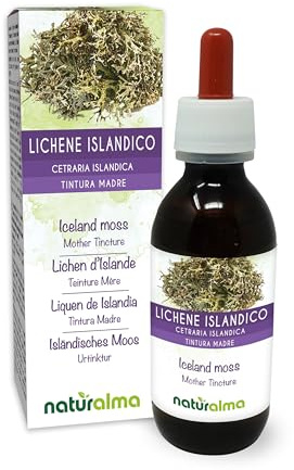 Islandslav (Cetraria islandica) thallus (lav) Alkoholfri modertinktur Naturalma - Flytande extrakt i droppar 120 ml - Kosttillskott - Vegan