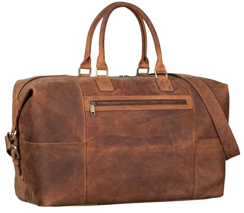 STILORD Rover Sac Weekend Cuir Vintage pour Homme Femme - Bagage à Main XL avec Bandoulière pour Sport Vacances - Système pour Trolley Couleur:Torino - Marron