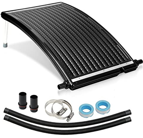 Jopassy Solcellspoolvärmare 110 x 69 x 14 cm solkollektor, 15 l vatteninnehåll, 10 000 l/h flödeshastighet, anslutning Ø 38 mm, poolvärmare solsystem för varmvatten trädgårdsdusch, pool