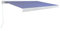 Yolola Toldo retráctil de cassette, toldo manual, brazo articulado, toldo para balcón, protección solar, 450 x 300 cm, toldo para balcón, manual azul y blanco