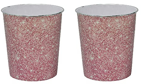 JVL Small Pink Sparkle Waste Paper Bin, Set of 2