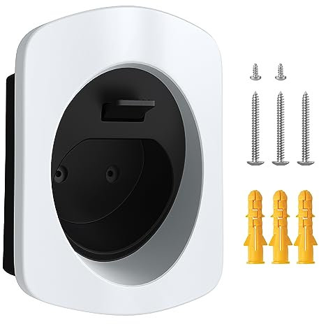 Tera EV Charger Holder Type 2: Heavy Duty Material Electric Car Wall Mount Connector Charging Cable Holder Organizer All Weather Electric Vehicle Charging Station Car Accessories White