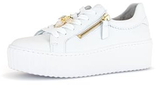 Gabor Damen Low-Top Sneaker, Frauen Halbschuhe,Wechselfußbett,Best Fitting,schnürschuhe,schnürer,Plateausohle,Weiss (Gold),37 EU / 4 UK