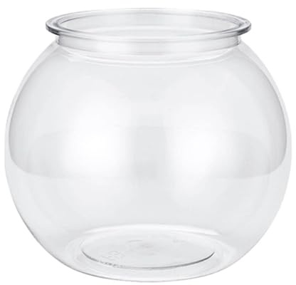 Ciotola per pesci rossi in plastica trasparente, piccola vasca per pesci trasparente, rotonda, vaschetta idroponica, contenitore per pesci per casa, ufficio, decorazione da tavolo (18 cm)