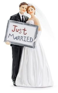 PartyDeco Figurine couple de mariés Just Married | 14,5 cm