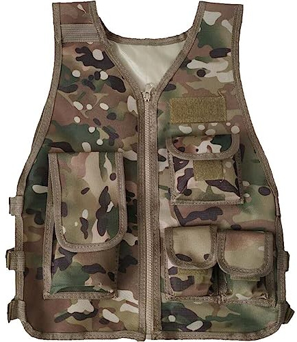 Tsffae Chaleco Deportivo para Niños Chaleco De Camuflaje para Niños Chaleco Deportivo con Chaleco Multibolsillo para Entrenamiento De Combate De Campo CS Juegos Aire Libre