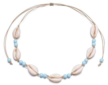 LHJHZDJC Halskette Mode Klassische Halskette mit Muschelperlen für Frauen Böhmische geflochtene Muschelkette Halsband Sommer Reise Schmuck Accessoires 2024 Schmuck Geschenke