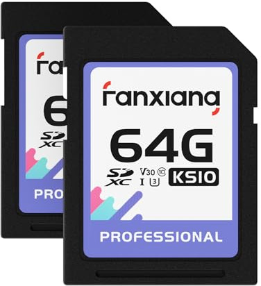 fanxiang SD Card 64GB, SDXC Memory Card (2-pack), UHS-I, V30, Class 10, Up to 100MB/s, High Speed for 4K UHD Video, DSLR Camera, and Full HD Recording