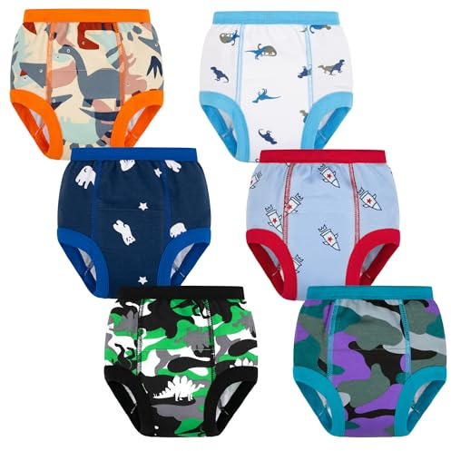 BIG ELEPHANT 6-Pack Potty Training Pants – 100% Cotton Absorbent Toddler Underwear for Boys and Girls, 4T