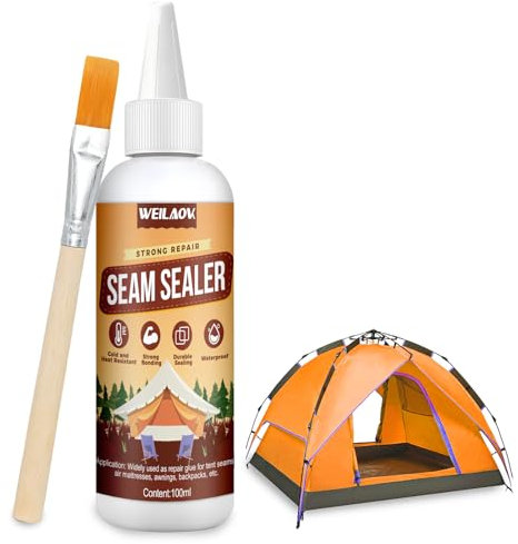WEILAOK Sellador Impermeable, Sellador de Costuras con Pincel, Pegamento Fuerte, Impermeabilizador para Carpas y Toldos para Sellar Tiendas de Campaña, Lonas, 100 G