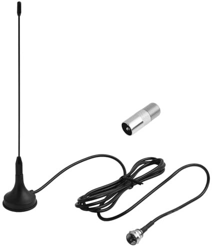 Antena TV Interior Exterior Portátil, Compatible DVB-T2 DVB-T, Antena Digital Base Magnética, Recepción Omnidireccional 360°, Color Negro,Compatible 720p, 1080i, 1080p / ATSC
