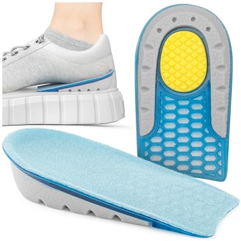 SULPO Gel hälkuddar upphöjda innersulor för män och kvinnor, plantarsula för hälsmärta och hälkudde för hälsporre, skokuddar för diskret höjdkorrigering – 2 cm, 1 par