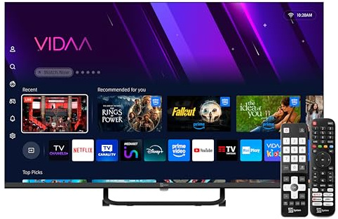 Téléviseur Smart TV 32 pouces Vidaa,DVB-T2/S2 HEVC,certifié tivùsat HD,sans cadre, HbbTV,TV Pause,2 télécommandes (Easy incluse), compatible CAM CI+, mode Hôtel idéal pour les hôtels et les résidences