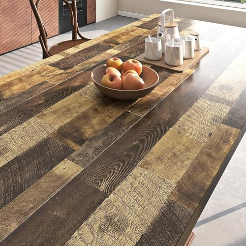 FunStick Papier Peint Effet Panneau de Bois Revetement Plan de Travail Cuisine Bloc de Boucher Lavable Vinyle Adhesif Bois pour Sol Brun Foncé Papier Peint Adhesif Mural Chambre Salon Armoire 40CMx2M