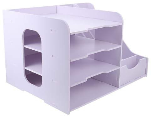 Gatuida Étagère à Dossiers Multicouches en Plastique Résistant, Rangement Bureau 3 Niveaux, Porte-documents Pratique pour Organisation Documents, Classement Fichiers pour Espace de