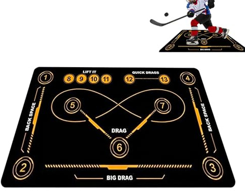 Mimoqk Hockeyträningsmatta, inomhus, utomhus, stickhandlingsträning, stor halkfri matta, hockey träningsutrustning för alla åldrar fotbollsälskare vuxna yrkesverksamma entusiaster