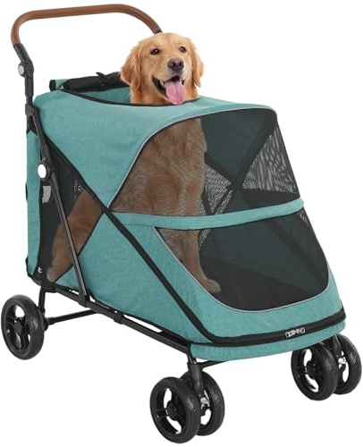 PawHut Carrito para Perros y Gatos Grande Plegable hasta 30 kg Turquesa