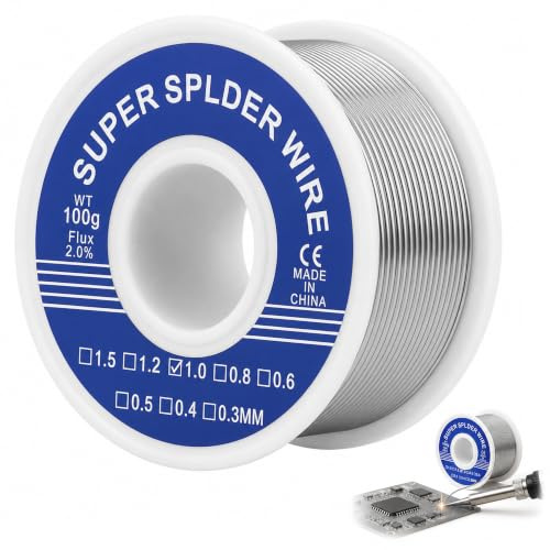Fil de Soudure 1mm 100g Fil Étain à Souder avec Noyau de Colophane | Etain a Souder Electronique Bobine Avec Flux pour Soudure la électrique Réparation et Composants