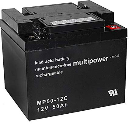 Multipower blybatteri MP50-12C cykeltyp 12,0 volt 50 Ah med M6-skruvanslutning