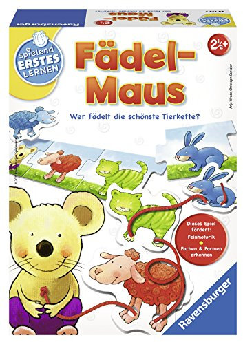 Ravensburger Spiele Fädel-Maus (Kinderspiel): Wer fädelt die schönste Tierkette? Dieses Spiel fördert: Feinmotorik - Farben & Formen erkennen