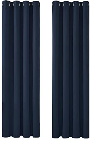 Deconovo Door Curtains Navy Thermal Insulated Energy Saving Eyelet Blackout Curtains for Doors 52x 84 Navy Blue 1 PAIR