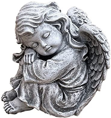 stoneandstyle Statue d'ange assis Sophie en pierre coulée, résistante au gel, résistante à l'hiver