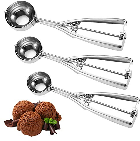 Eisportionierer, 3 Stück Kugelförmig Edelstahl Eislöffel für Eis, Obst, Kartoffelpüree