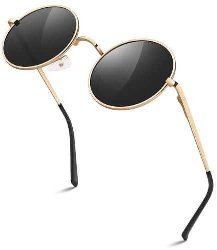 Sonnenbrille Herren Polarisiert Retro Rund 70er Kleine Größe Hippie Brille Damen 100% UV-Schutz Cat 3 CE