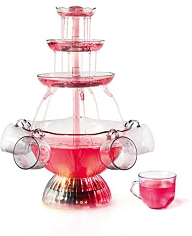 CUSMA Fuente De Fiesta De 3 Niveles, Fuente De Bebida con Luz LED De Plástico con 5 Tazas, para Juegos De Beber/Bar/Uso De Fiesta En Casa