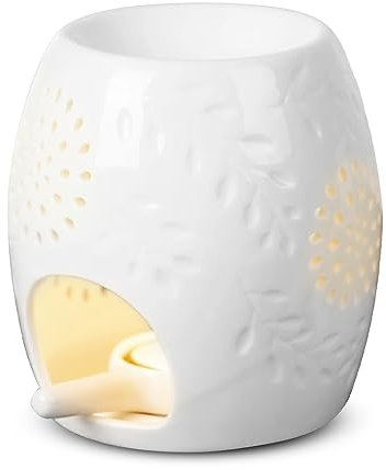 DASIAUTOEM Keramik Duftlampe, Aromalampe Teelichthalter weiß, Duftlicht Teelicht Duftöl Diffuser Aromalampe Duftlampe, Aromabrenner mit der Candle Löffel Aroma Diffuser für Büro, Schlafzimmer, Yoga