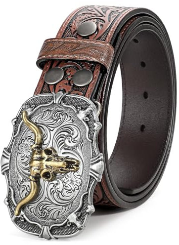 Western Leder Schnalle Gürtel für Männer Frauen Cowboy Cowgirl Herren Ledergürtel für Jeans Weihnachten Herrengürtel Geschenke
