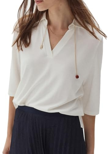 Caroll T-Shirt à col Chemise 100% Coton Ivoire M