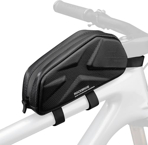 ROCKBROS Cykelramväska hållbar främre topp tubväska stabil cykelväska med axelremmar stor kapacitet cykelväska cykelpåse för förvaring, mountainbike racingcykel, MTB, BMX, 1,4 L