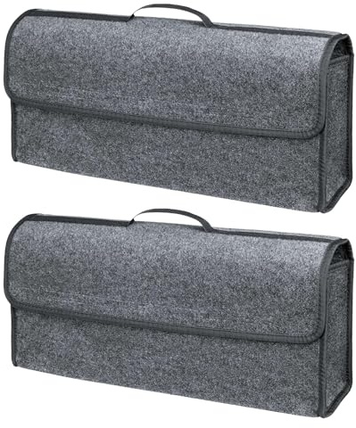 VBGURR 2Pcs Organiseur de coffre de voiture, Organiseur de coffre avec couvercle pliable pour le rangement des outils de voiture et le désencombrement de l'intérieur - Convient à tous les véhicules